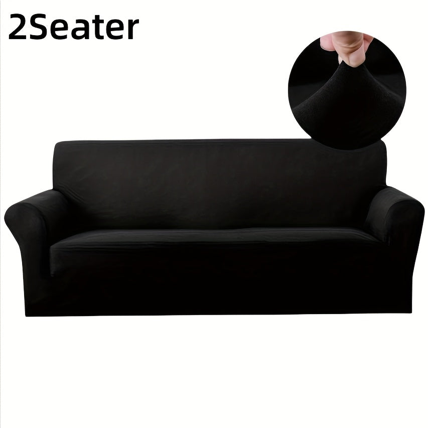 Elastic Anti-Slip Sofa Cover - Stretch Pet Friendly Couch Slipcover with Cat Paw Protection, Easy Care Fabric for Living Room Bedroom Office, 7 Colors 1-4 Seater