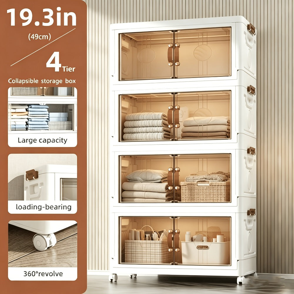Lidded Storage Bins with Wheels ¨C 2/3/4/5-Tier Dual-Opening Storage Organizer Box with Lid, Large Stackable Storage Container for Books, Kitchen, Bedroom & Closet Organization