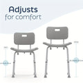 Aluminum Shower Chair 6-Level Adjustable Height Bath Stool Extra Wide Seat Tool-Free Assembly Anti-Slip Feet Lightweight Ergonomic Bath Seat for Elderly Disabled Pregnant Women Post-Surgery Recovery Bathroom Safety White
