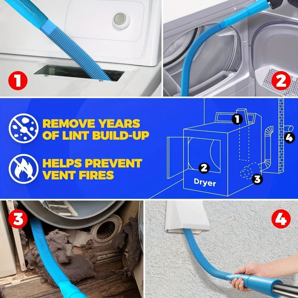 Dryer Vent Cleaner Kit Vacuum Hose Attachment Lint Remover Brush Flexible Dryer Duct Cleaning Tool for Removing Lint Debris Blockage from Dryer Vents and Exhaust Ducts