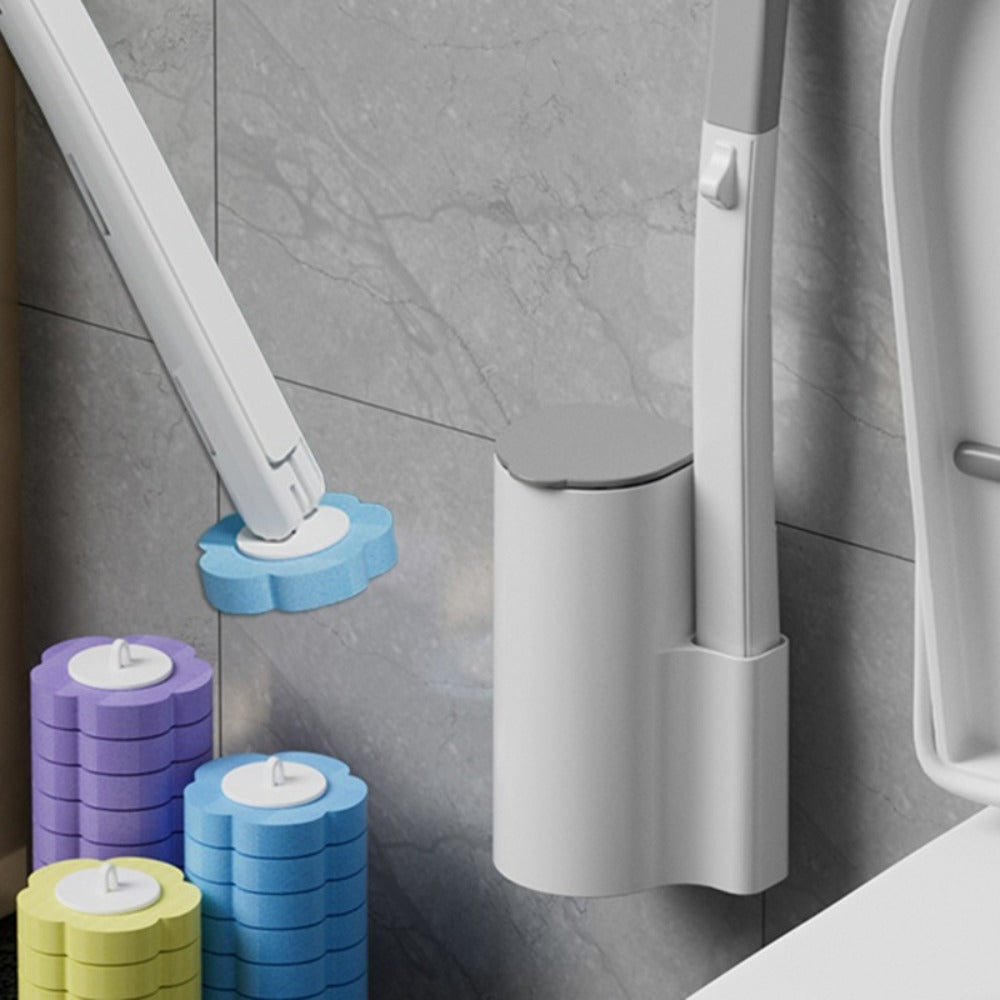 Disposable Toilet Brush Set with Replacement Brush Heads Wall Mounted or Floor Standing Bathroom Cleaning Brush Kit Hygienic No-Touch Design 19 25 31 37 49 Piece Set or Heads Only Options