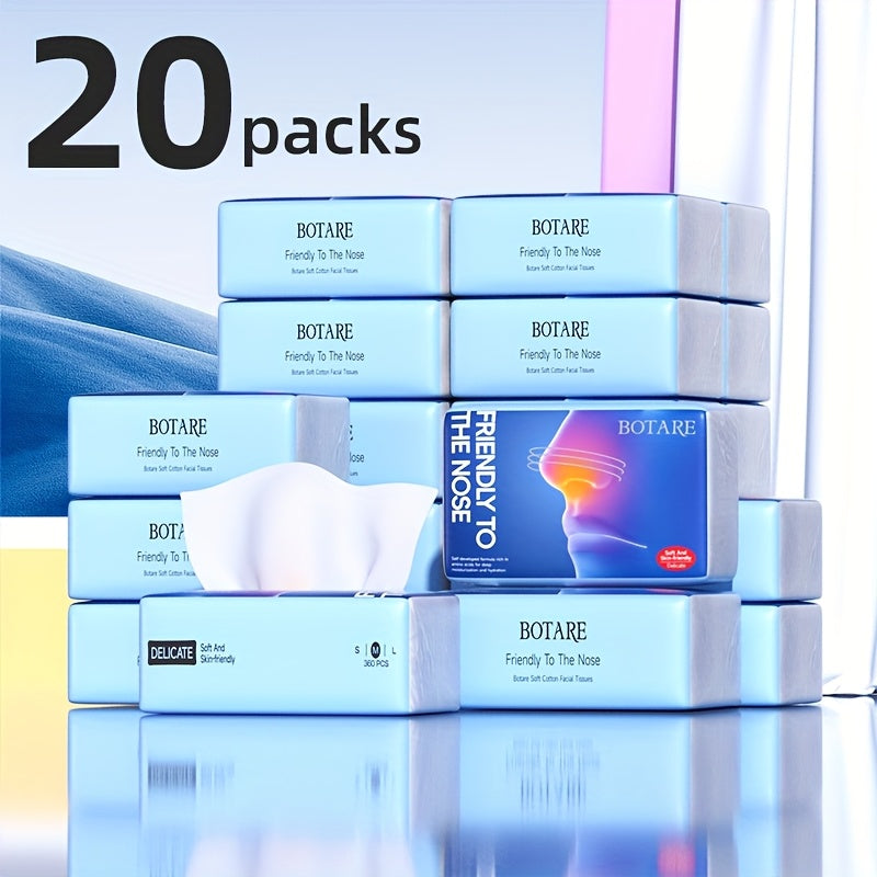 Facial Tissue 20 Packs ¨C Dry & Wet Use, Sensitive Skin Safe, Absorbent Soft Tissues for Home Kitchen Bathroom Travel