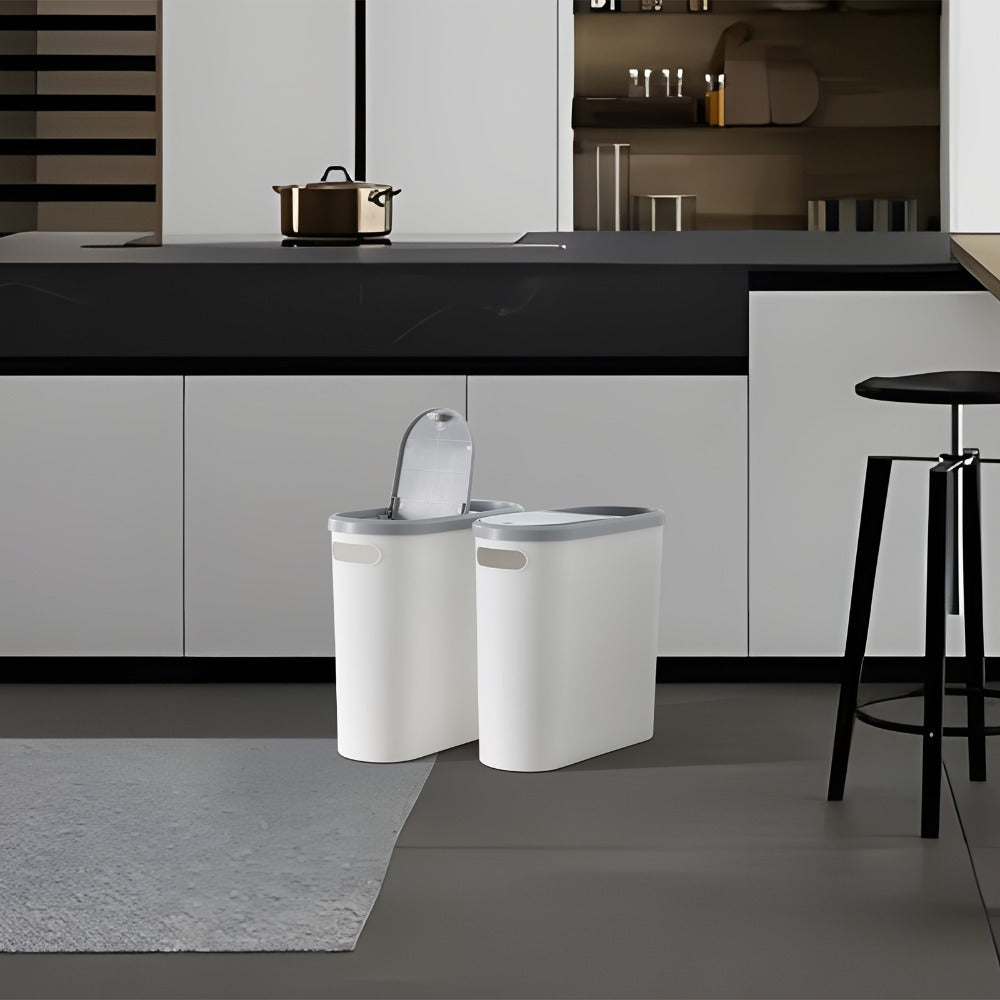 Small Bathroom Trash Can with Built-In Handles Rustproof Space Saving Plastic Waste Bin for Bathroom Laundry Office Includes Trash Bags