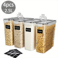 Clear Food Storage Jars with Lids 8 Piece Set - Airtight Moisture Proof Sealed Containers for Cereal Rice Salt Pepper Tea Nuts and Coffee Beans, BPA-Free Plastic Kitchen Pantry Canisters, Available in 84.54oz or 1.06 Gallon, 4 Jars and 4 Lids