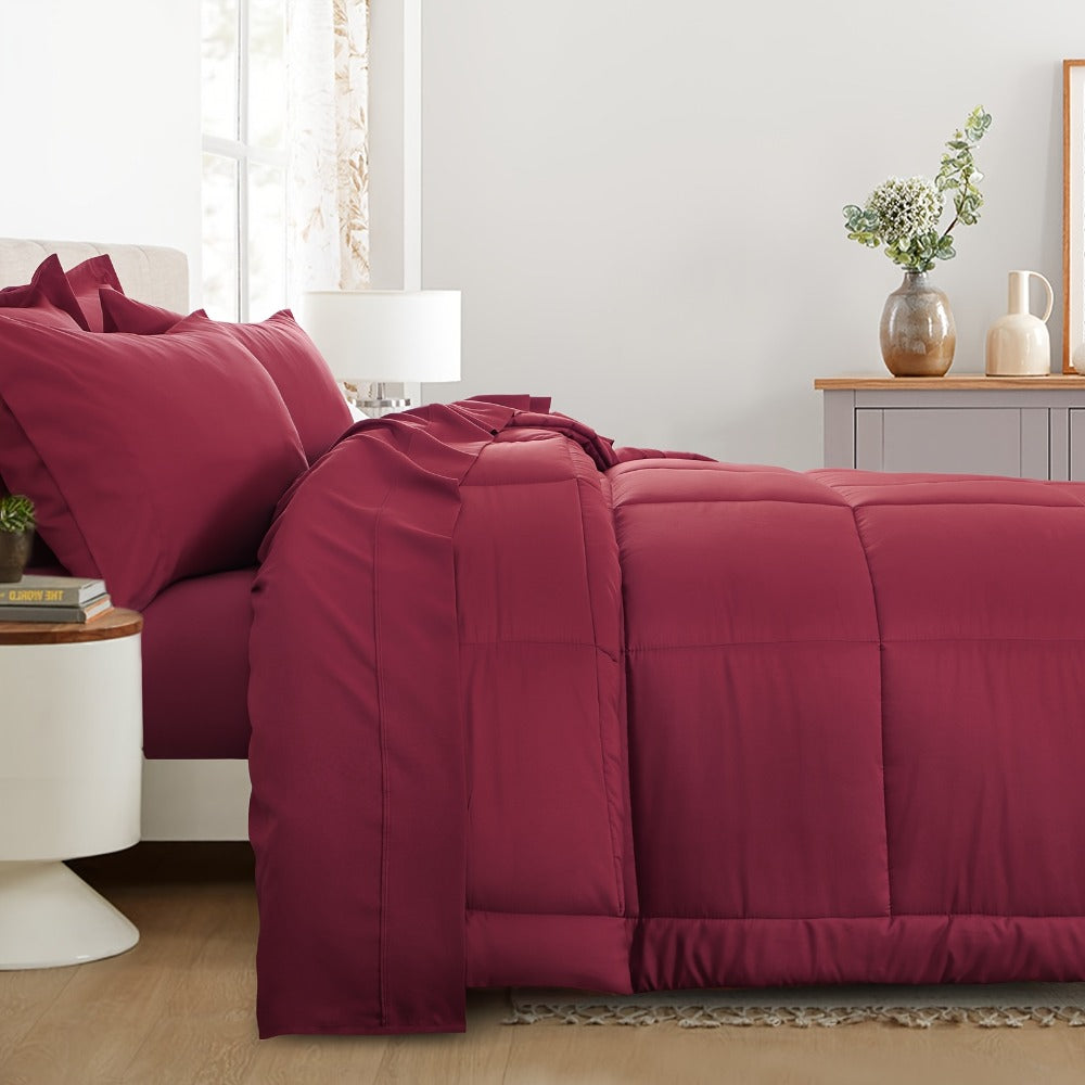 7 Piece Comforter Set Luxury Soft Fluffy Bedding All Season Bed in a Bag with Comforter Fitted Sheet Flat Sheet Pillowcases Hypoallergenic Breathable Easy Care Queen King Twin XL Full