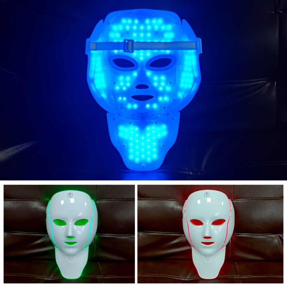 LED Light Therapy Facial Mask 7-Color USB Rechargeable ¨C Face Neck Anti-Aging Acne Rejuvenation Skincare Device, Beauty Instrument Gift for Women, Valentine's Day Mother's Day Birthday
