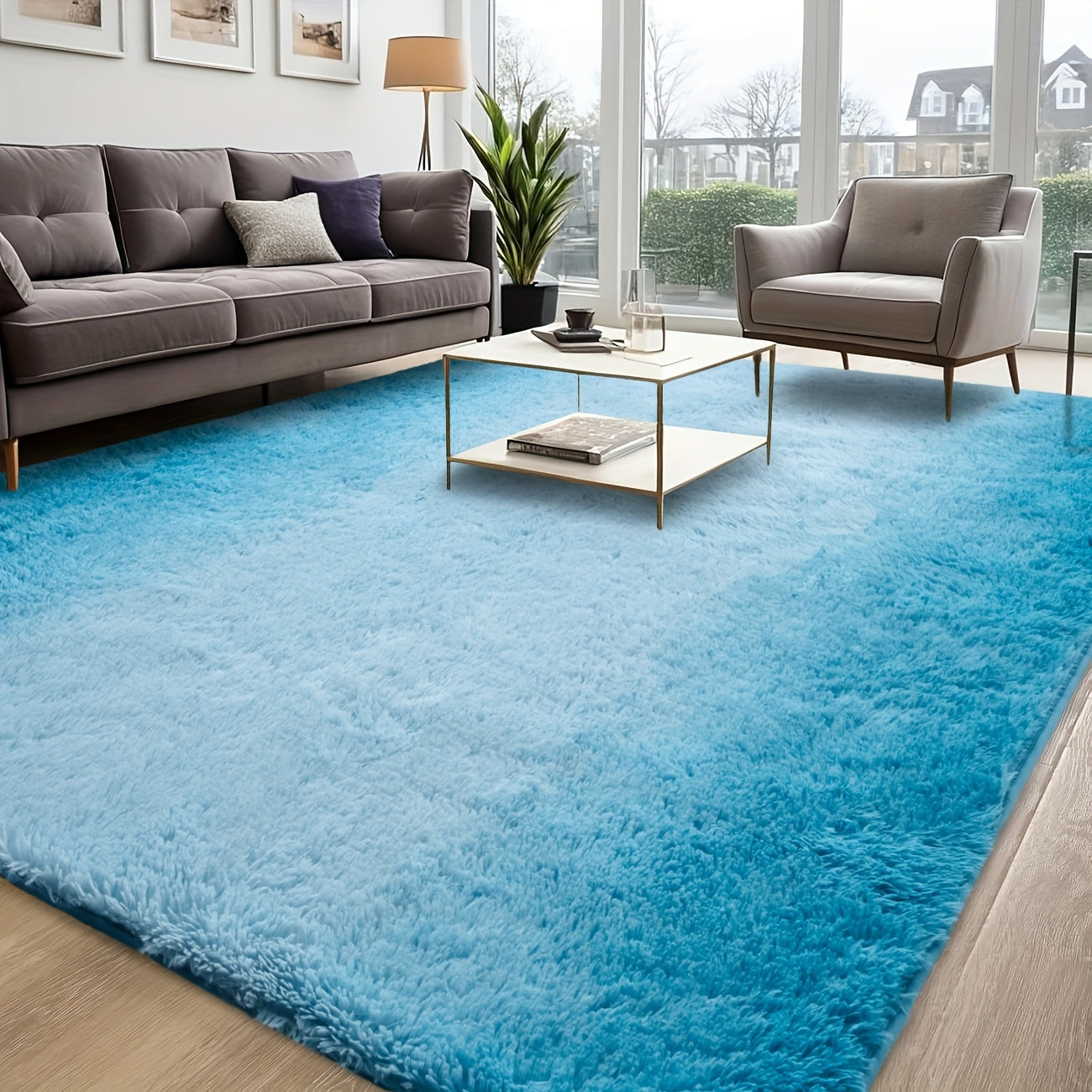 Shaggy Plush Area Rug - Soft Fluffy Carpet for Living Room, Bedroom & Sofa | Non-Slip Machine Washable Tie-Dye & Solid Color Long Pile Rug | Luxury Home Decor Floor Mat in Multiple Sizes & Colors