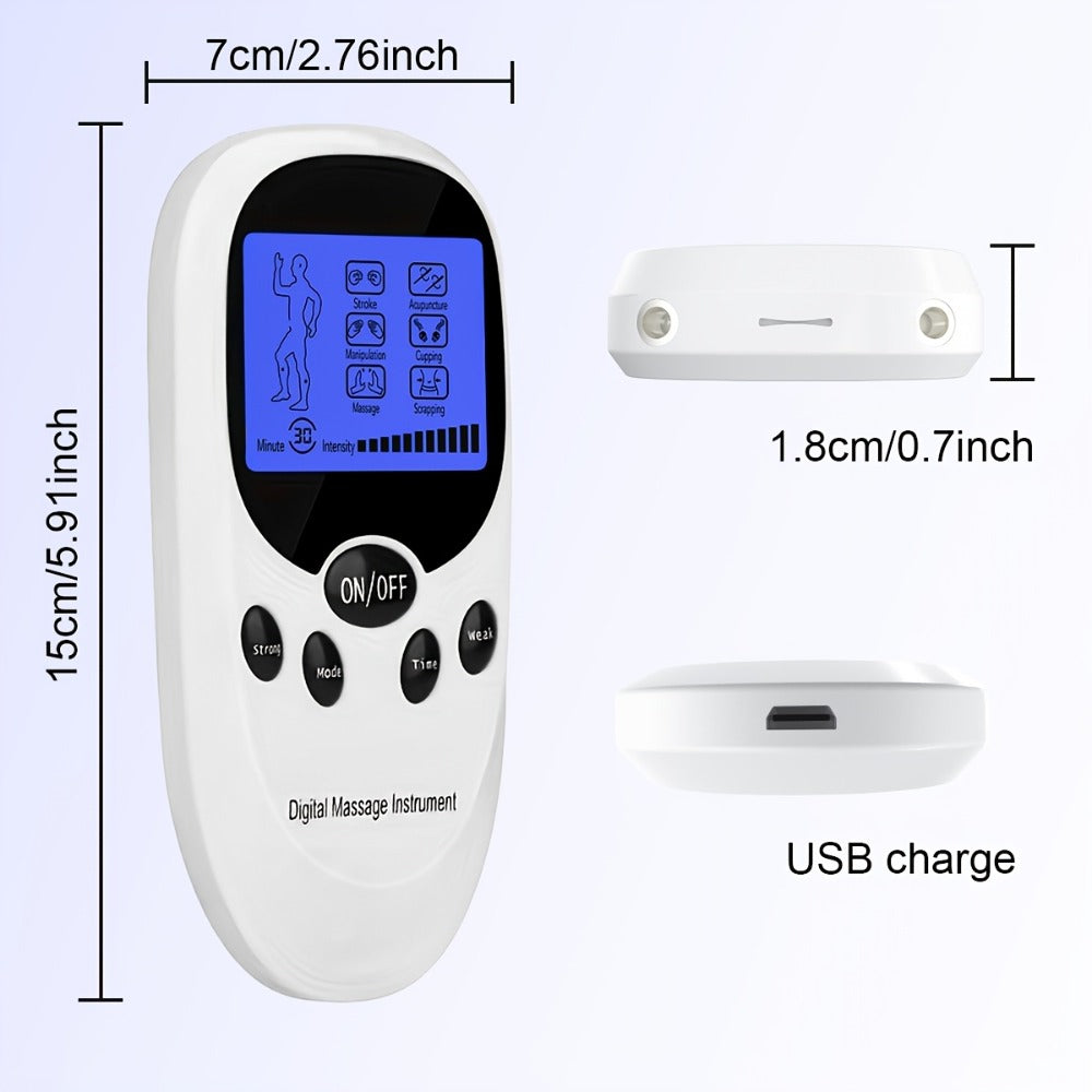 TENS EMS Dual Channel Muscle Stimulator Massager ¨C 8 Electrodes for Back, Shoulder & Knee Pain Relief, Muscle Recovery, Portable Electric Pulse Therapy Device