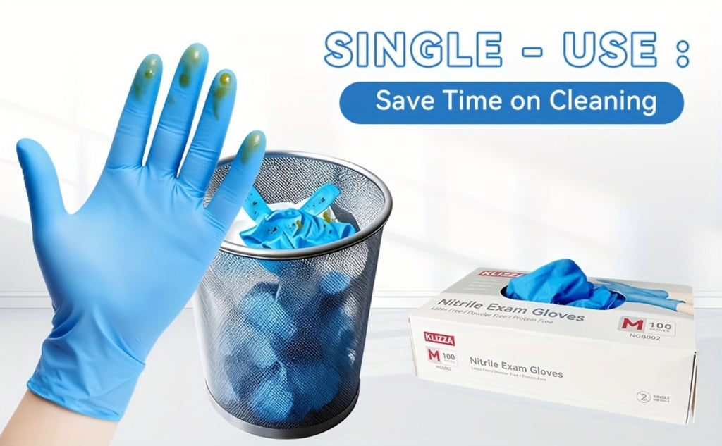 Nitrile Disposable Gloves 1000 Count (10 Boxes), 6.5 Mil Thickened Blue Nitrile Gloves, Latex-Free Powder-Free, Tear-Resistant, for Kitchen Cleaning, Food Handling, Hair Dyeing, Medical & Industrial Use
