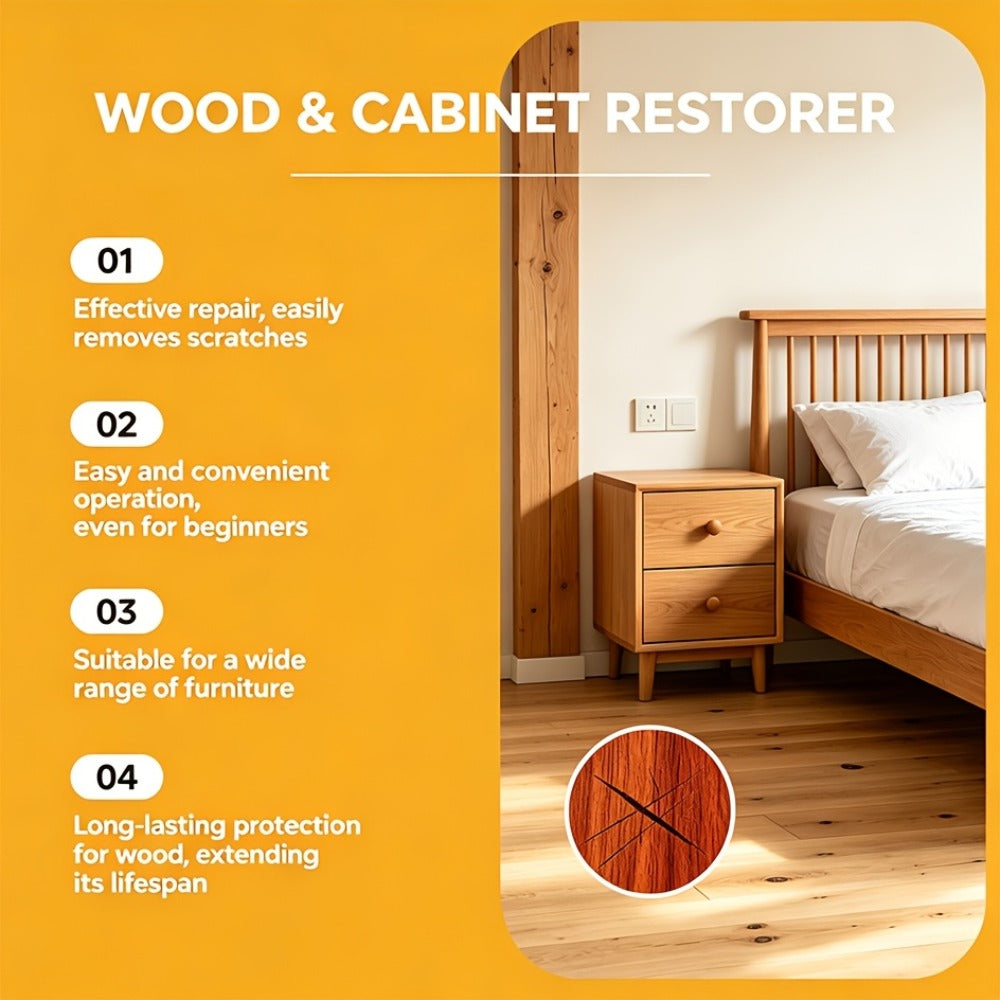 Wood Scratch Repair Wax - Hardwood Floor & Furniture Restorer Polish for Cabinets, Doors, Tables - Fix Scratches, Restore Luster, Prevent Drying & Aging