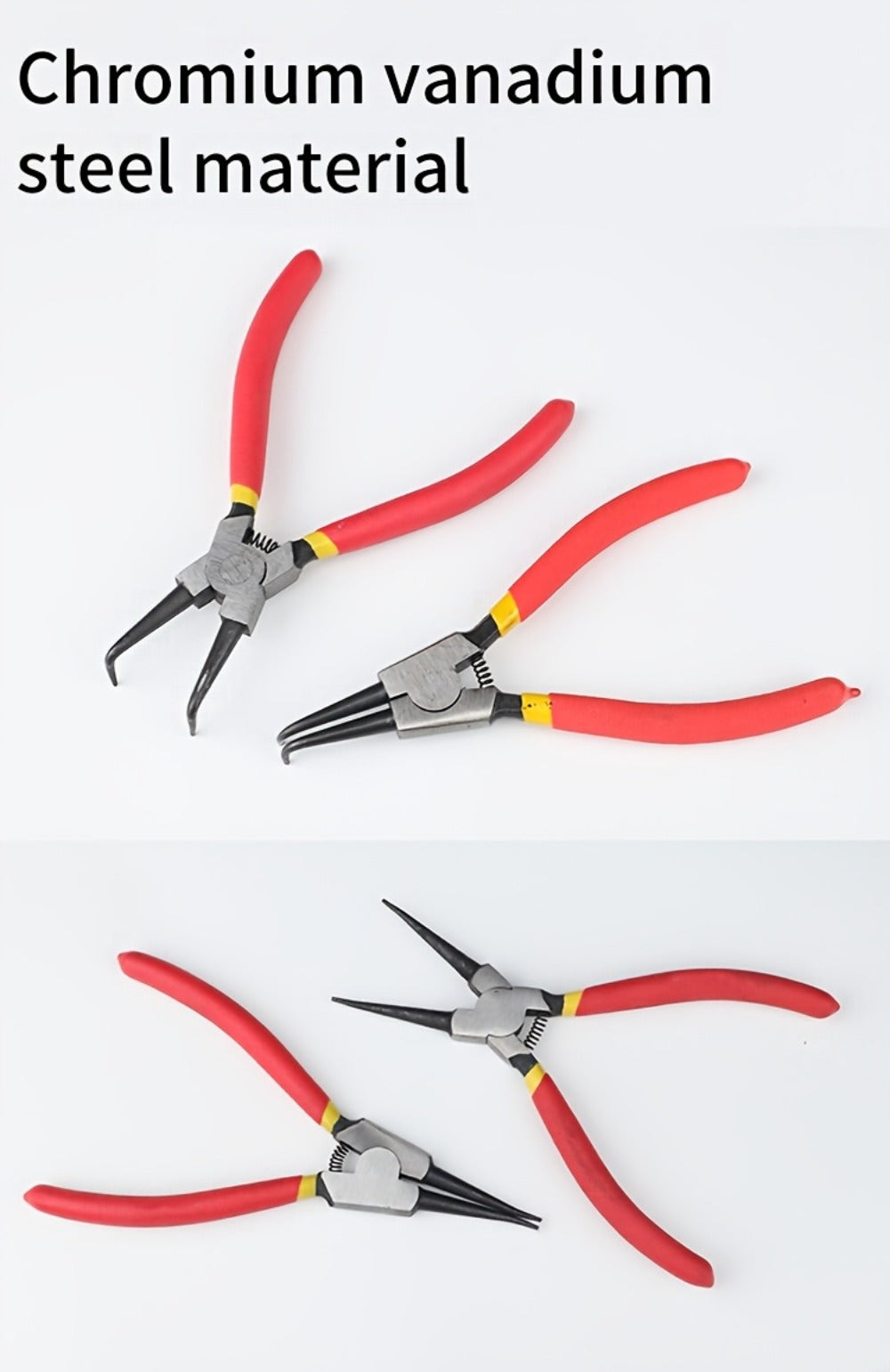 Snap Ring Pliers Set 4pcs - 7 & 9 Inch Straight Curved Jaw Internal External Circlip Pliers Spring Loaded Precision Retaining Ring Tool with Storage Box or Bag