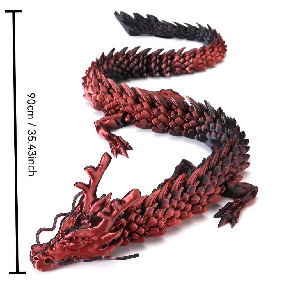 3D Printed Dragon 35.4 Inch with Flexible Joints ¨C Articulated Poseable Dragon Figurine for Car Dashboard, Home Decor & Desk Display, Perfect for Christmas, Halloween & Birthday Gifts