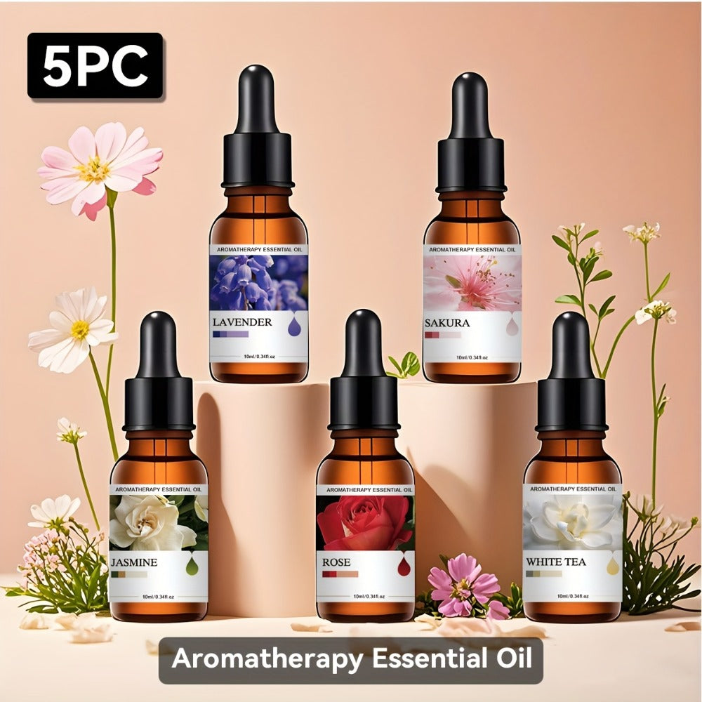 Essential Oil Gift Set 5 Pack Aromatherapy Oils Lavender Vanilla Eucalyptus Rose Jasmine for Diffuser Candle Humidifier Car Home Teacher Mother's Day Gift