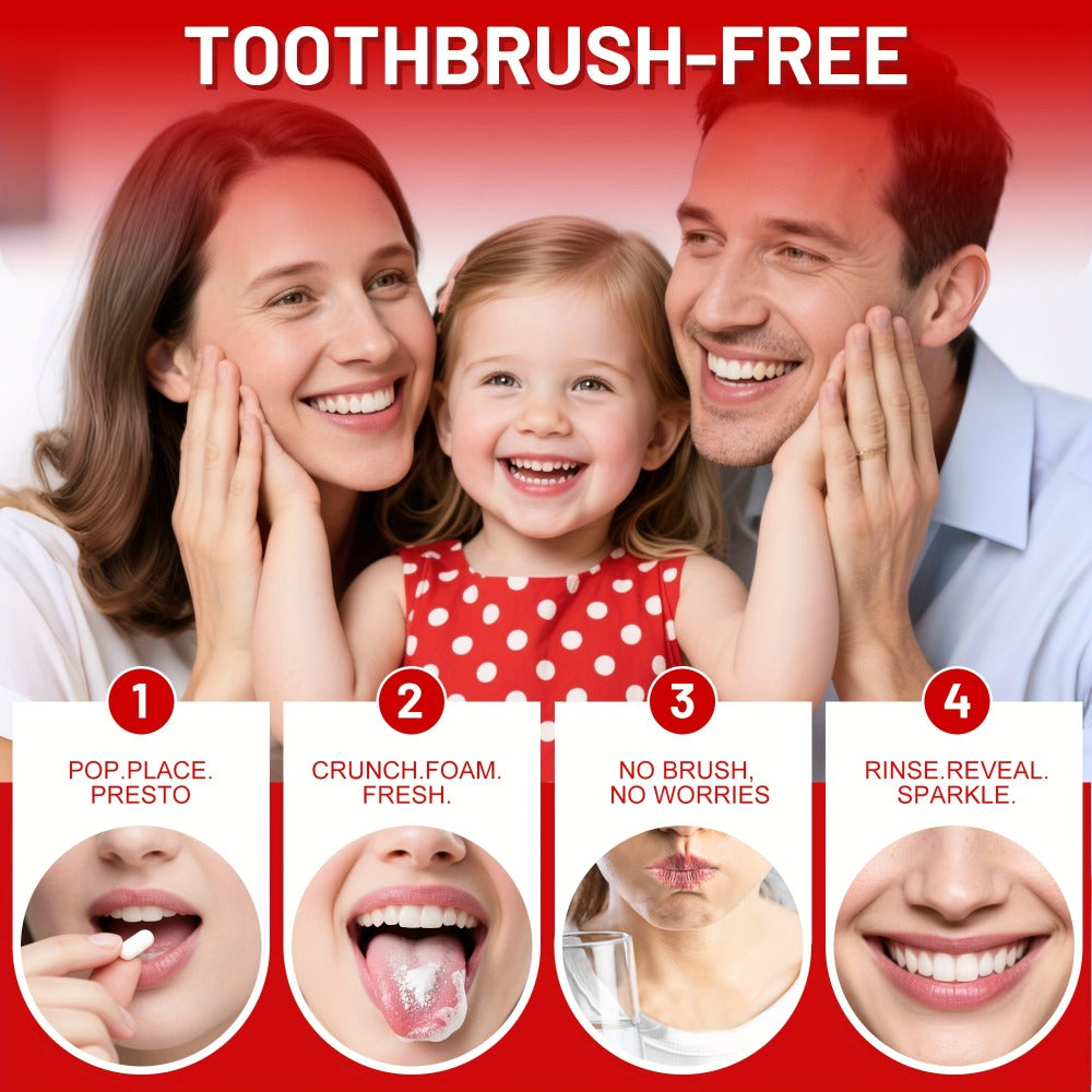 Toothpaste Tablets Hydroxyapatite Fluoride Free - 62 Count Chewable Solid Toothpaste, Deep Cleaning, Peppermint Fresh Breath, Portable Travel Size, Natural Dental Care Tabs