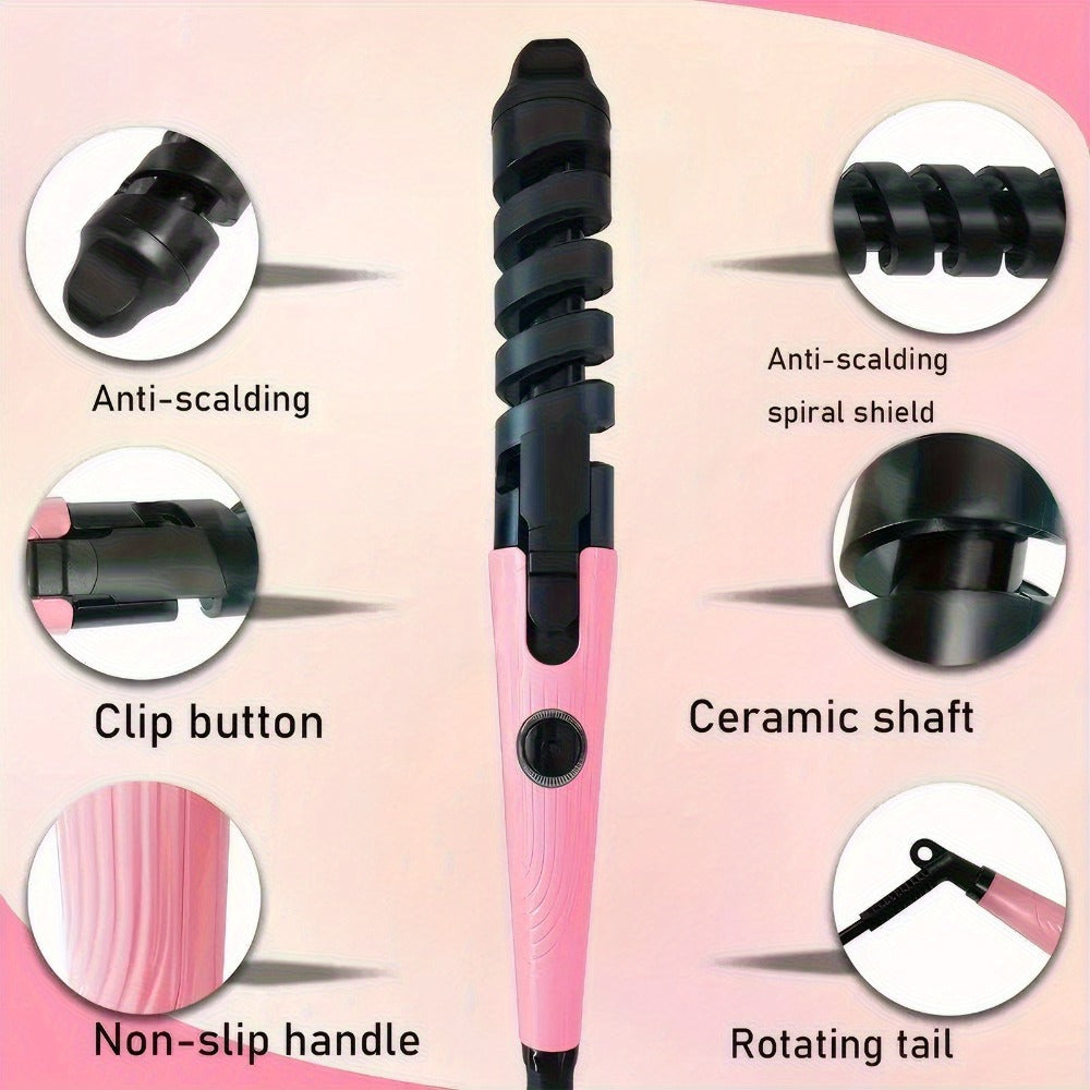 Automatic Spiral Curling Iron ¨C Anti-Scald Fast Heating Curler for Long & Short Hair, Portable Rotating Barrel, Women Gift