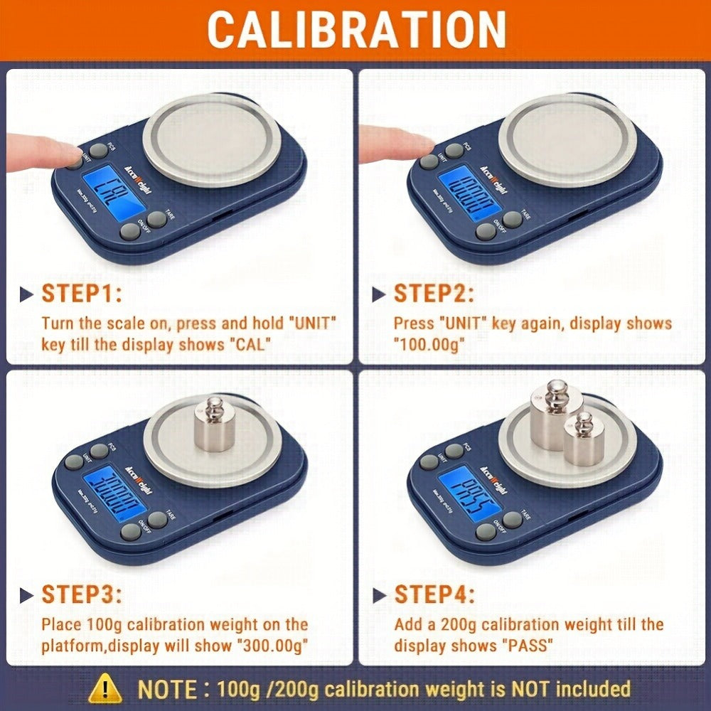 Digital Pocket Scale 300g 0.01g High Precision Jewelry Coffee Food Kitchen Scale with Tare Calibration