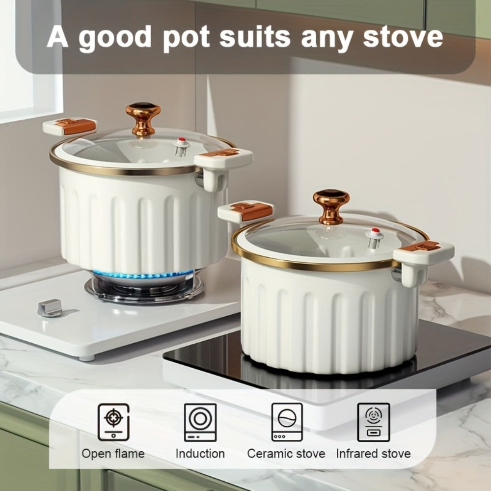 Enamel Cooking Pot Large Capacity ¨C Nonstick Double-Handle Stew Pot for Stewing, Boiling & Baking, Multifunctional Dutch Oven Style Home Pot for Family Gatherings, Holiday Cooking & Everyday Use