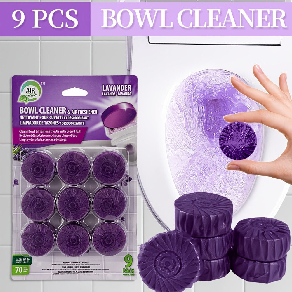 Automatic Toilet Bowl Cleaner Tablets 9/36pcs - Low Odor Fresh Linen Lavender Pine Mix Scents, Powerful Stain Removal Long-Lasting Deodorizer, Safe for Plastic Surfaces, Easy Use for Home & RV Toilet