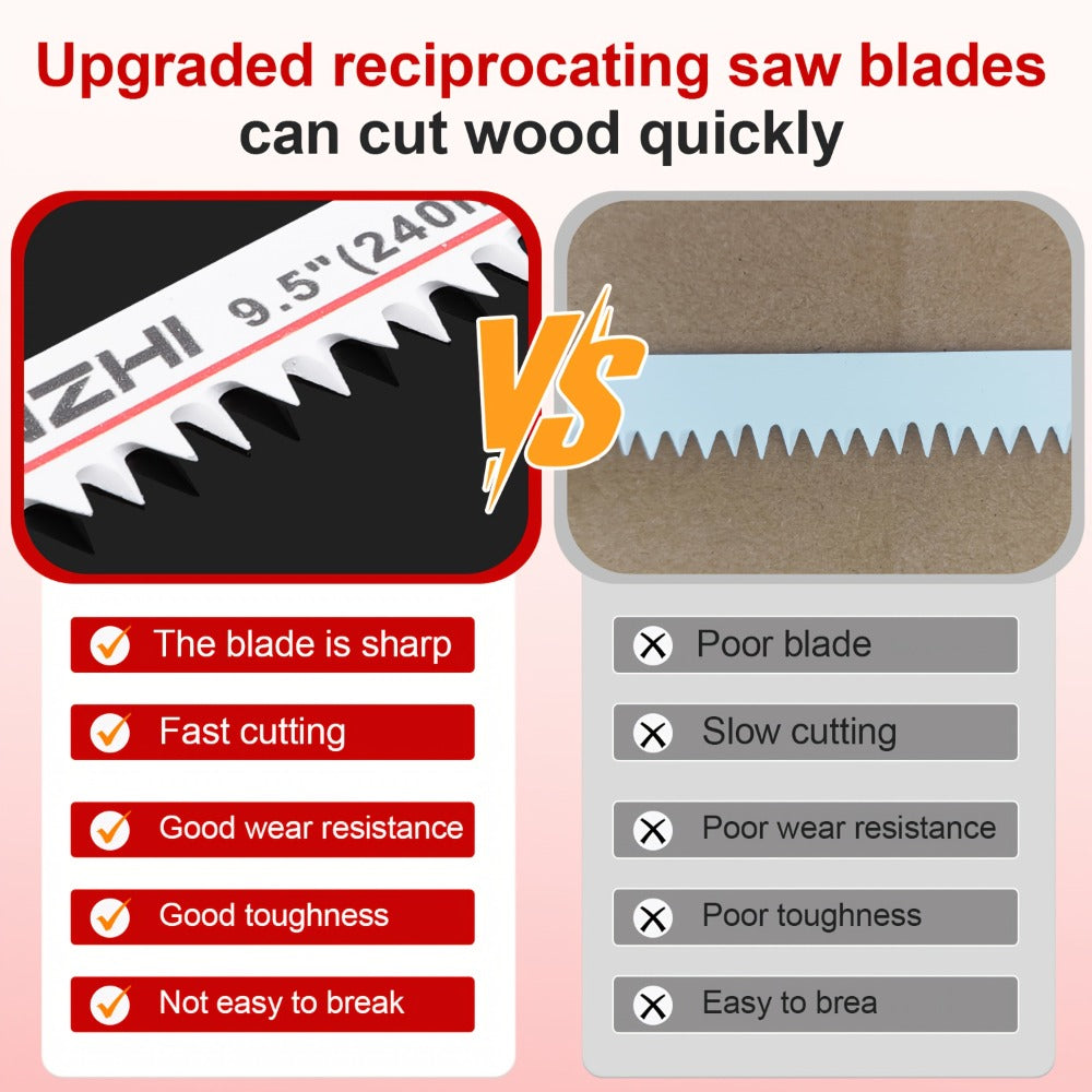 Wood Cutting Reciprocating Saw Blades 10PCS S1531L for Garden Pruning Branch Trimming Tree Cutting Sawzall Blade Set Compatible with Most Reciprocating Saws