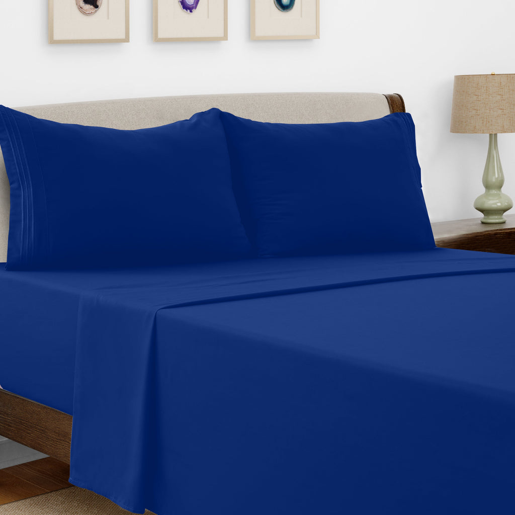Microfiber Bed Sheet Set 4 Piece - Soft Breathable Deep Pocket 16 inch Fitted Sheet, Flat Sheet & Pillowcases, Wrinkle Fade Resistant Bedding for All Seasons Twin Twin XL Full Queen King Cal King, 24 Colors