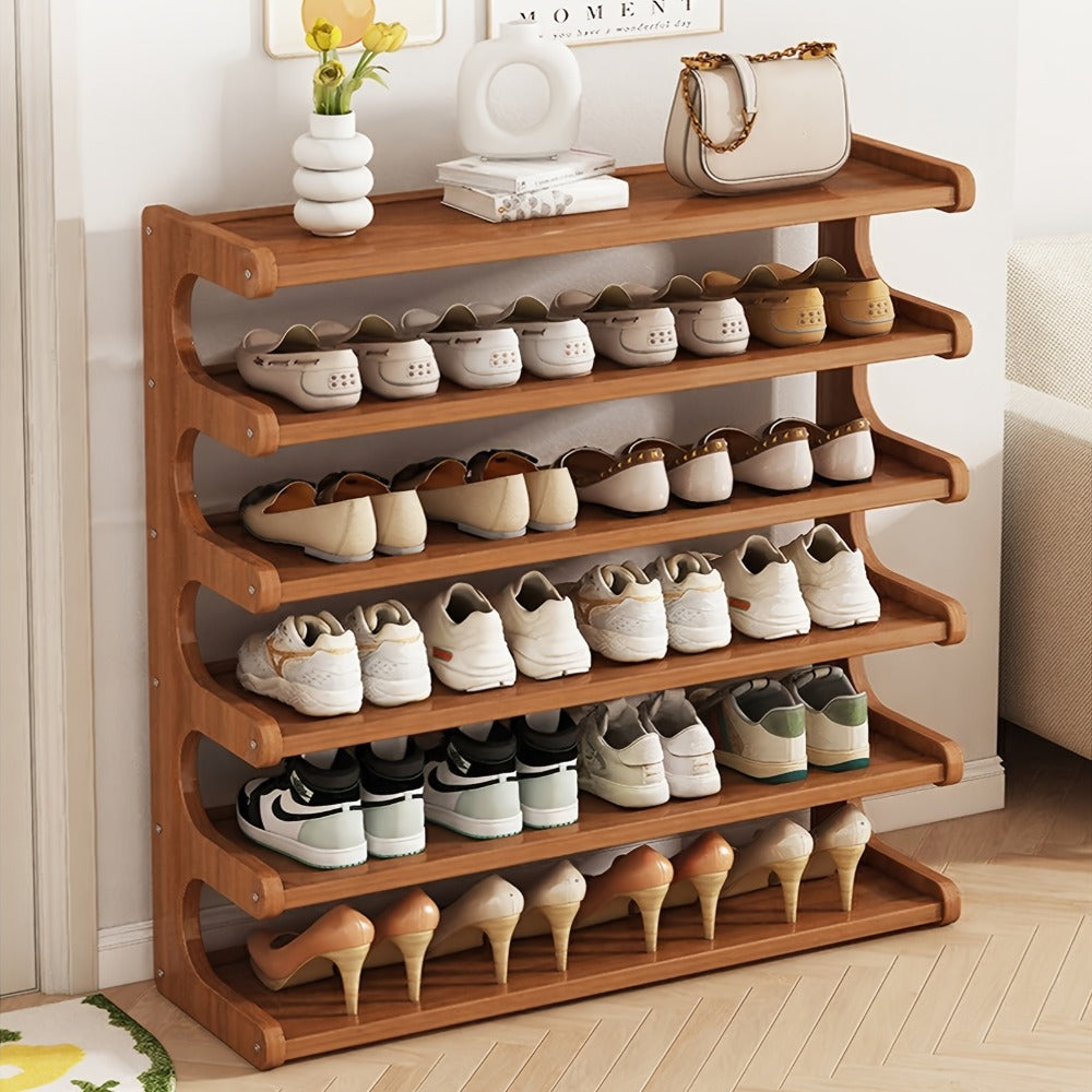 Bamboo Shoe Rack 3 5 6 Layer Widened Reinforced - Multi-Tier Shoe Storage Stand for Entryway Bedroom Living Room Garage, Space Saving Eco-Friendly Bamboo Shoe Organizer, Easy Assembly
