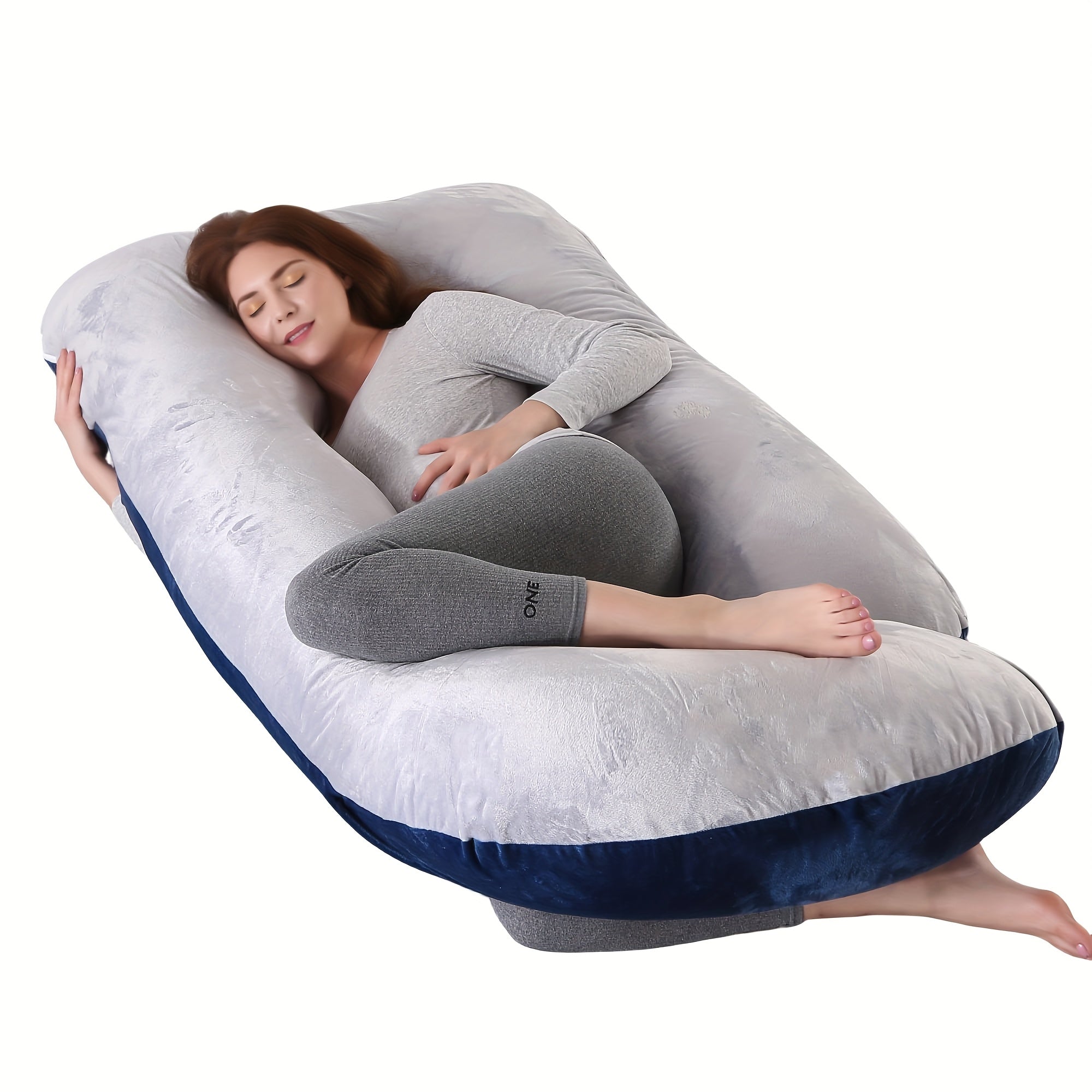 Pregnancy Pillow J-Shape 60 Inch Full Body Maternity Pillow with Velvet Cover ¨C Back Leg Belly Support for Pregnant Women Side Sleeper Body Pillow Multiple Colors