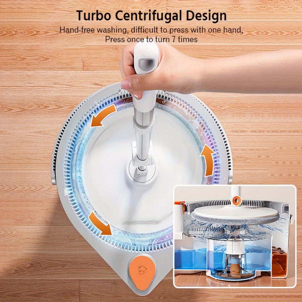 Spin Mop and Bucket Set with Wringer, Joybos Hands-Free Self-Wringing Rotating Floor Mop, Sewage Separation Design, 3 Mop Head Types, Dry & Wet Use for Home, Kitchen & Bathroom Floor Cleaning