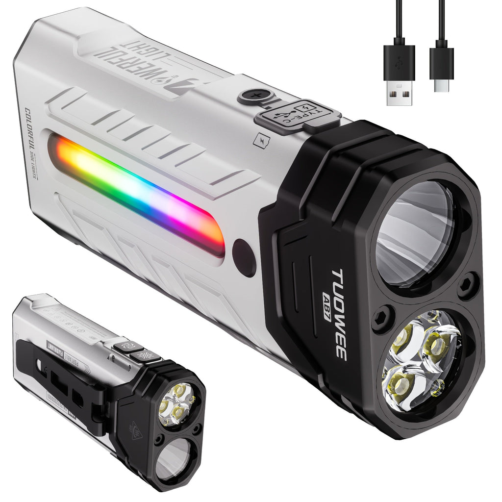 High Lumen Flashlight 5000 Lumen Ultra Bright | High-Capacity Battery Long Runtime USB Rechargeable | Lock Function Camping Night Fishing Outdoor Work Gift for Men