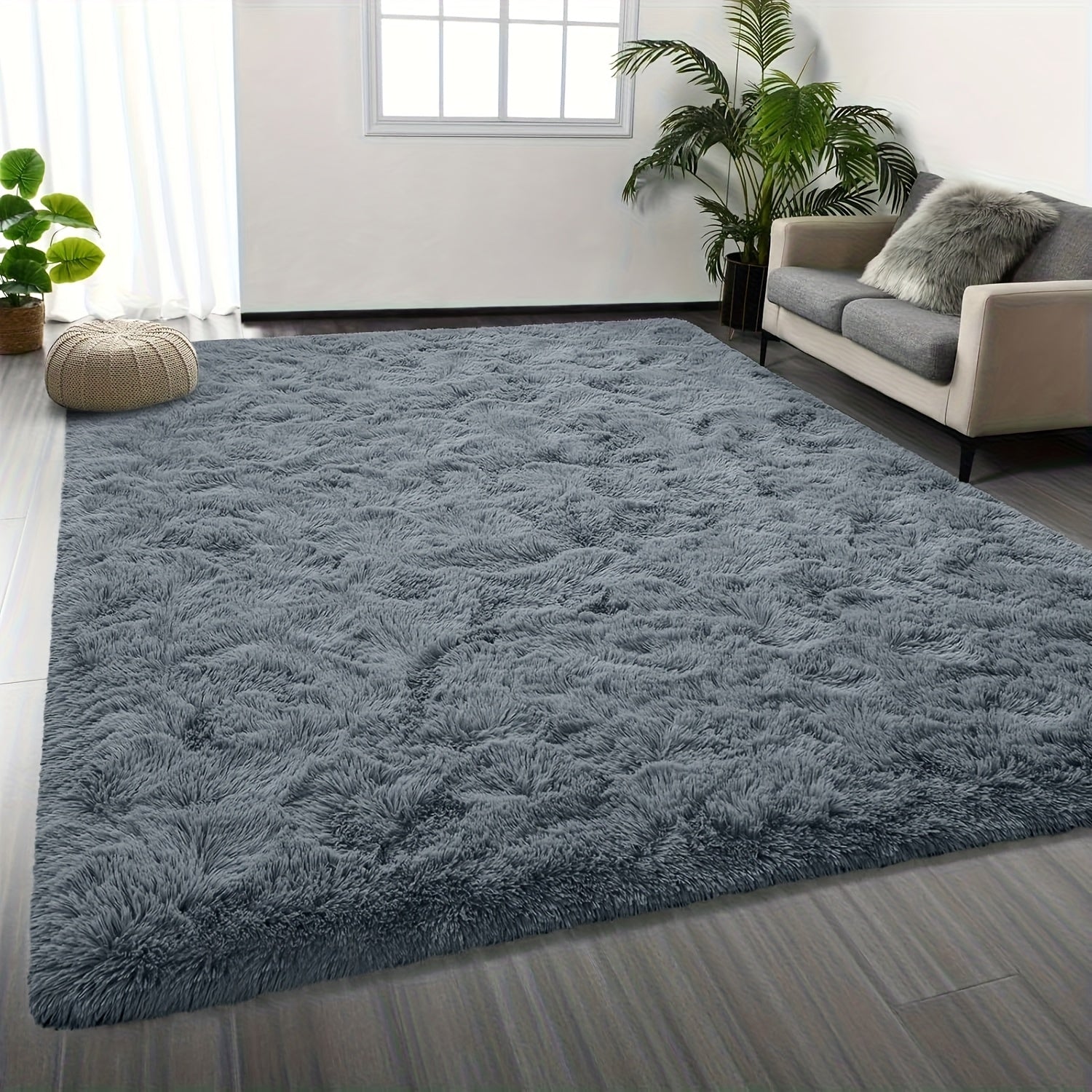 Shaggy Plush Area Rug - Soft Fluffy Carpet for Living Room, Bedroom & Sofa | Non-Slip Machine Washable Tie-Dye & Solid Color Long Pile Rug | Luxury Home Decor Floor Mat in Multiple Sizes & Colors