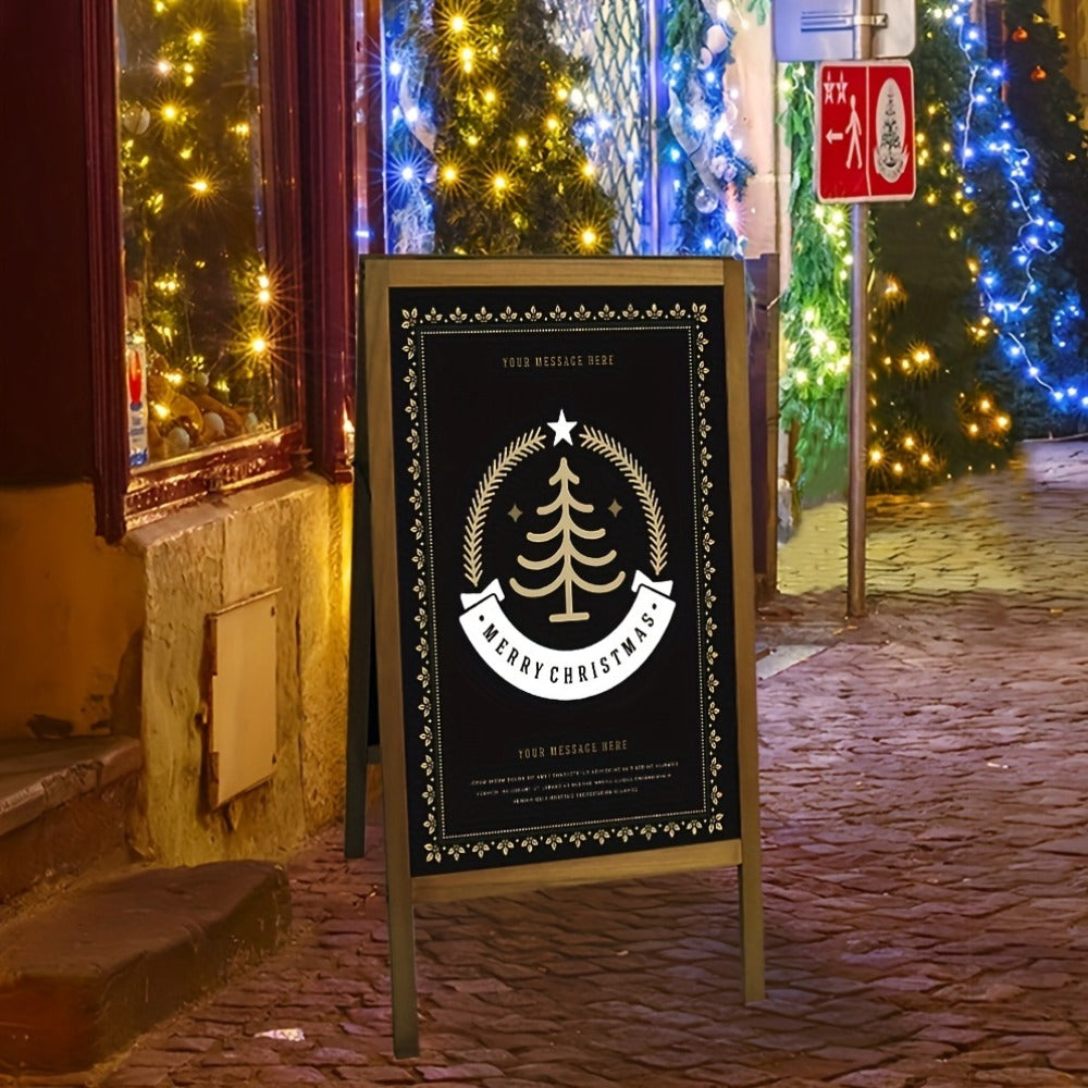 A-Frame Chalkboard Sign Double Sided Magnetic Wooden Standing Blackboard Menu Display Board for Restaurant Coffee Shop Bar Sidewalk Sandwich Board 39x20 Inch