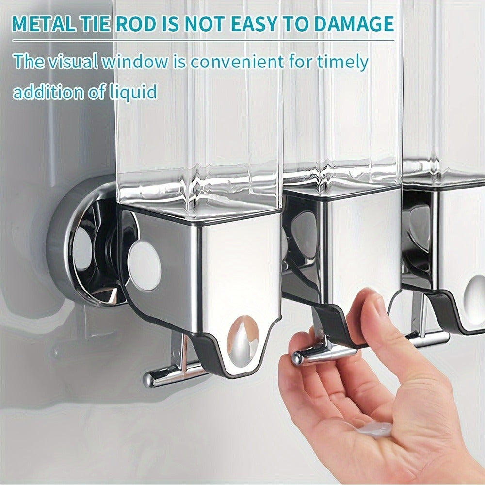 Wall Mounted Soap Dispenser Set 3-Pack No Drill 16.91oz Shampoo Shower Gel Conditioner Dispenser for Bathroom Kitchen