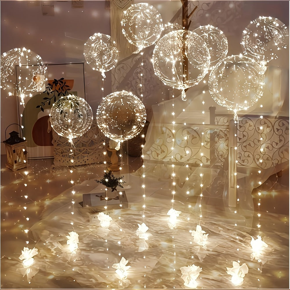 LED Bubble Balloon Set 40 Pack (20 Balloons + 20 LED Lights) for Birthday Wedding Christmas Halloween Party Decoration ¨C White & Yellow, Helium Compatible, Battery Not Included