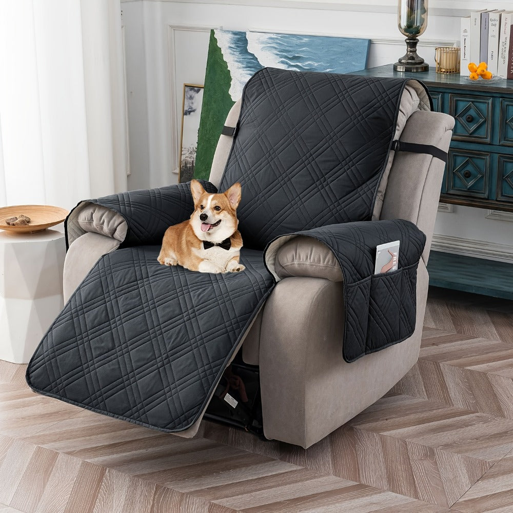 Recliner Chair Cover Waterproof Non-Slip Sofa Slipcover with Pocket Pet Scratch Resistant Washable Furniture Protector for Living Room Multiple Colors