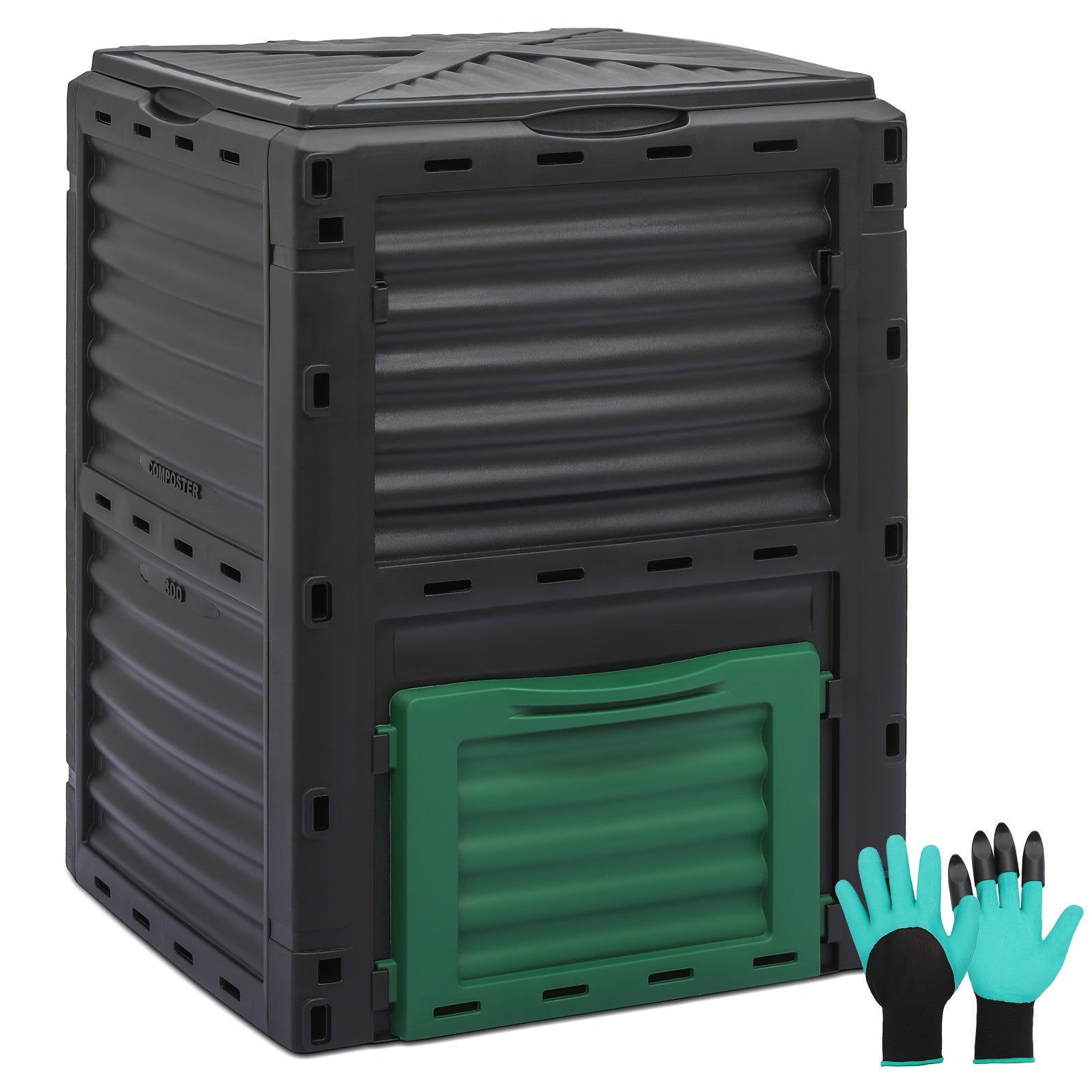 80 Gallon Large Compost Bin Outdoor Tumbler BPA Free Rotating Dual Chamber Composter with Sliding Door for Garden Patio All-Season Fast Working