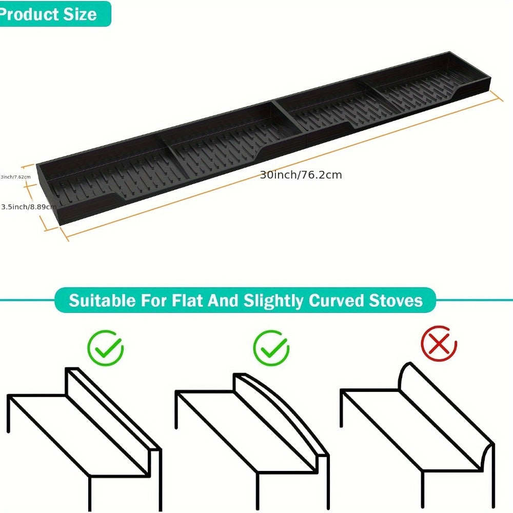 Silicone Stove Organizer Rack with Suction Cups | Heat-Resistant, Dishwasher-Safe Spice Holder for Kitchen Countertop ¨C 30 Inch