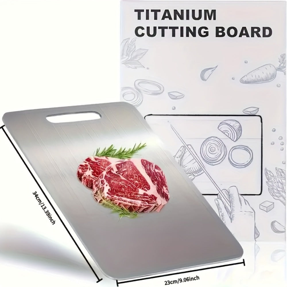 Pure Titanium Cutting Board Double Sided Durable Metal Kitchen Chopping Board for Meat Fruits Vegetables Holiday Gift 1pc or 3pc Set