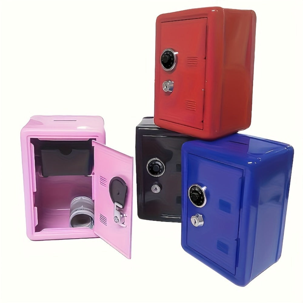 Password Lock Cash and Coin Storage Box with Key Lock Portable Money Box for Saving Cash Coins Notebooks Passports Valuables Home Office Security Gift Red Pink
