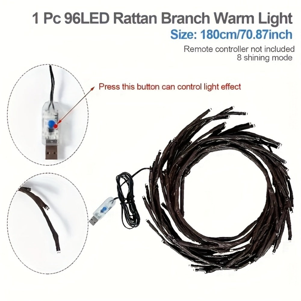 LED Vine Fairy Lights for Wall Decor ¨C 96 LEDs Enchanted Willow Branch Lights, 5.9Ft Warm White Artificial Plant String Lights for Bedroom, Living Room, Party & Christmas Decorations