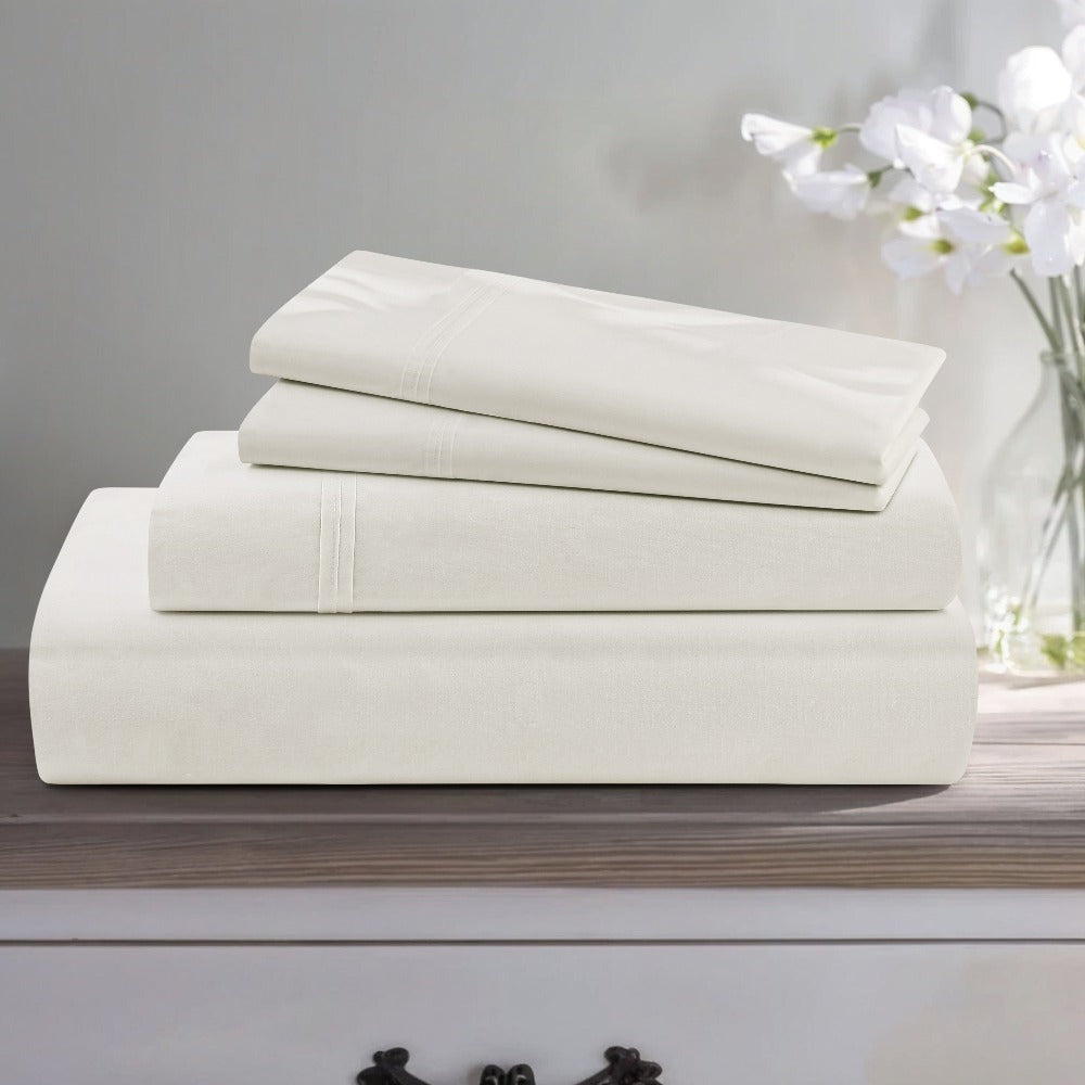Egyptian Cotton Sheet Set 1000 Thread Count - Deep Pocket Fitted Sheet, Sateen Weave, Breathable Soft Bedding Set for King Queen Full Twin