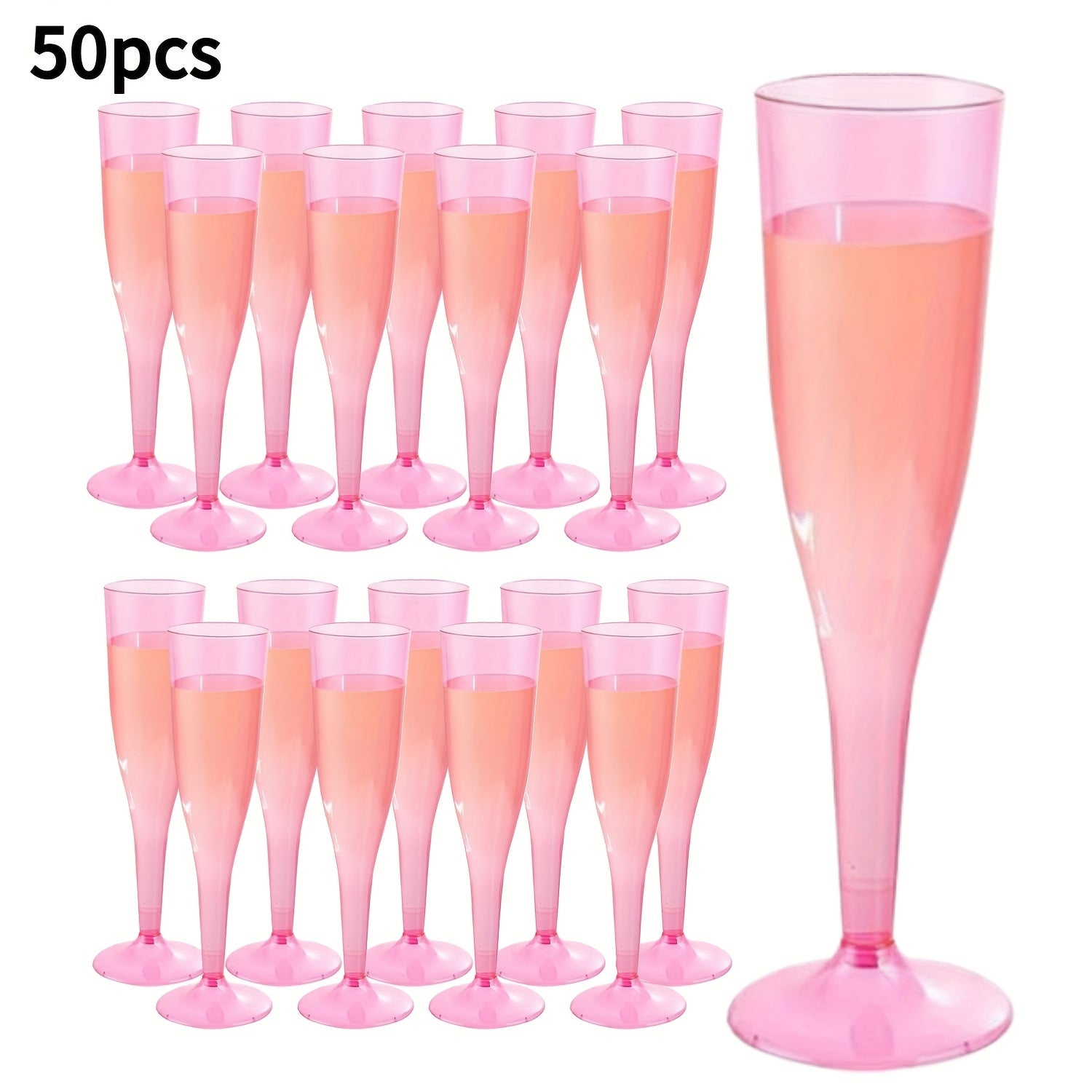 Pink Plastic Champagne Glasses Disposable 25 50 Pack ¨C BPA-Free PS Mimosa Cups Pink Plastic Wine Glasses for Wedding Bridal Shower Cocktail Party Outdoor Events