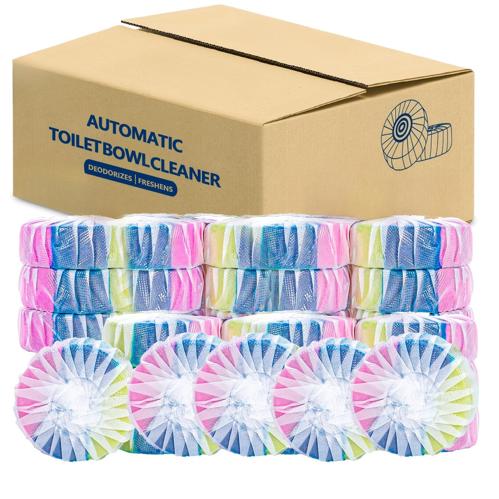 Toilet Bowl Cleaner Tablets Automatic Long-Lasting Deodorizing for Tough Stains Low Odor Safe for Plastic Surfaces Keeps Toilet Fresh Hygienic Blue Pink Multi-Color 20 Pack or 40 Pack