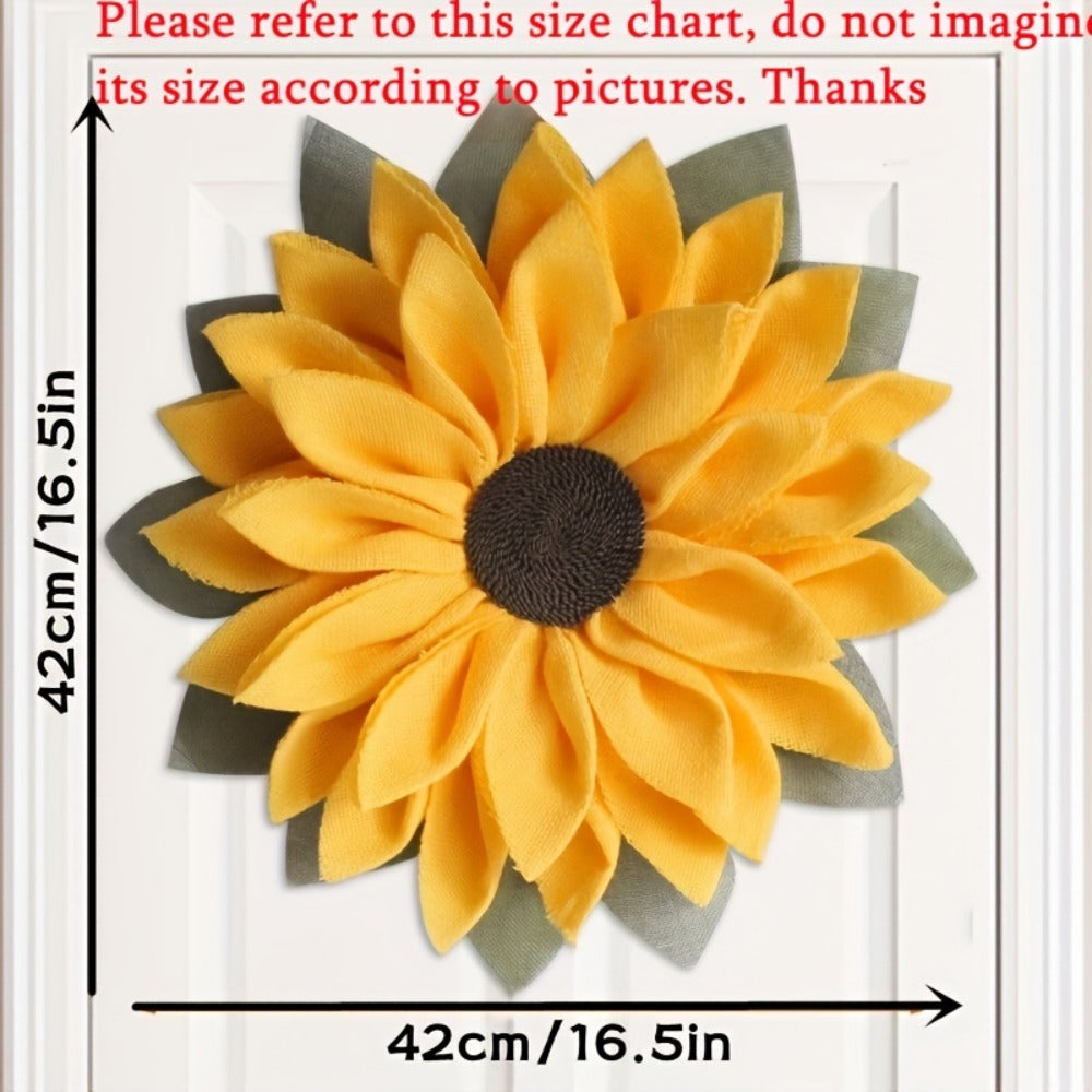 Sunflower Wreath for Front Door - Artificial Floral Wall Hanging Decor for Indoor Outdoor Home Office, Wedding Festival Thanksgiving Farmhouse Decoration, Year-Round Seasonal Display
