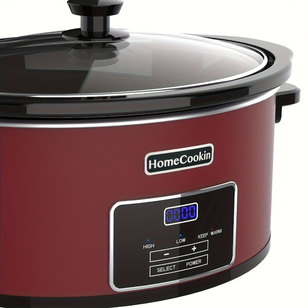 Digital Slow Cooker 6 & 7 Quart Programmable with Non-stick Ceramic Bowl, Countdown Timer & Keep Warm ¨C Oval Glass Lid Crock Pot for Family Meals Soups Stews Holiday Cooking