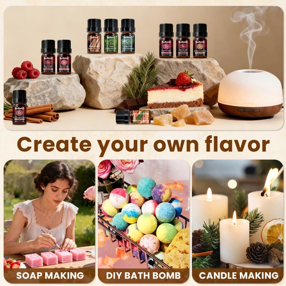 Essential Oil Set for Diffuser Humidifier Candle Making, Woody Coffee Date Night Garden Aroma Botanical Fragrance Oils, Sandalwood Cedarwood Lavender Peppermint Scents, Christmas Valentine Gift 12-24pcs