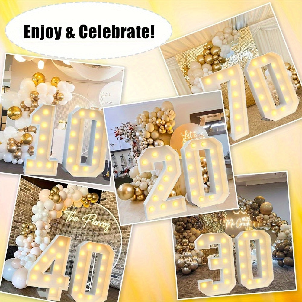 3ft Glowing Number Sign ¨C Warm White LED 3D KT Board 36 Inch Freestanding Party Decoration for Birthday Anniversary Wedding