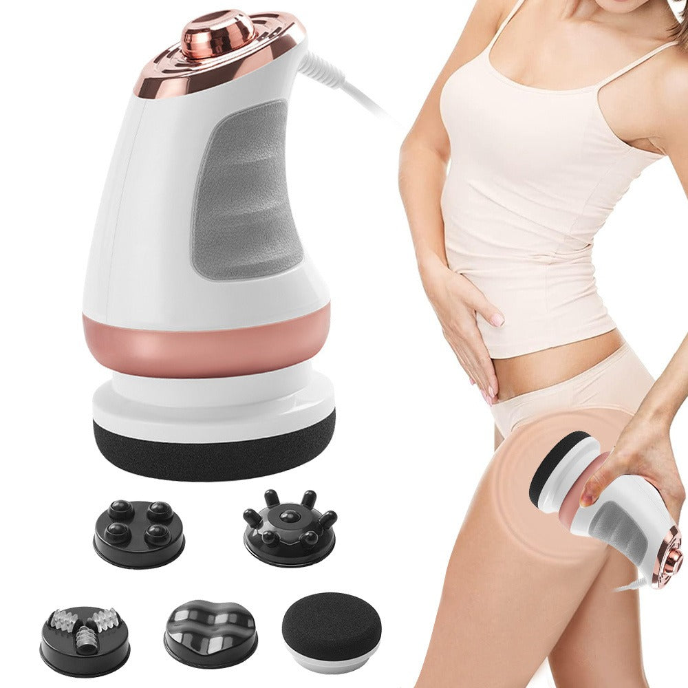 Handheld Body Massager with 5 Interchangeable Heads & 3 Washable Pads ¨C Adjustable Vibration Intensity, Full Body Muscle Relief for Abdomen, Waist, Arms, Buttocks & Legs, Portable Electric Massage Machine