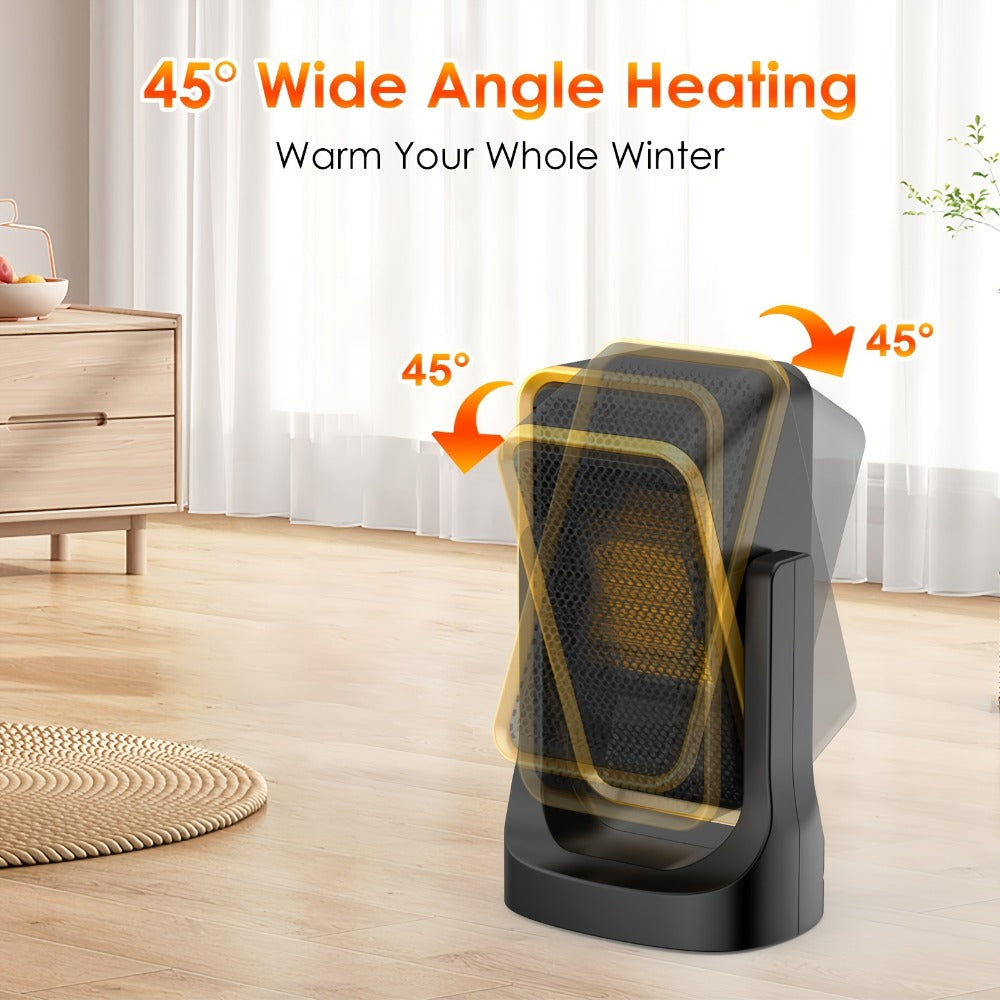 Portable PTC Ceramic Electric Space Heater - Fast Heating, Quiet Operation, Thermostat Control, 3 Fan Speed Settings, Compact Design for Desk Office Bedroom Small Room, 500W & 1500W, White & Black
