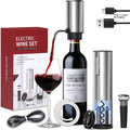 Electric Wine Opener Set ¨C Rechargeable Automatic Corkscrew with Wine Aerator Dispenser, Vacuum Stopper & Foil Cutter for Any Occasion Gift