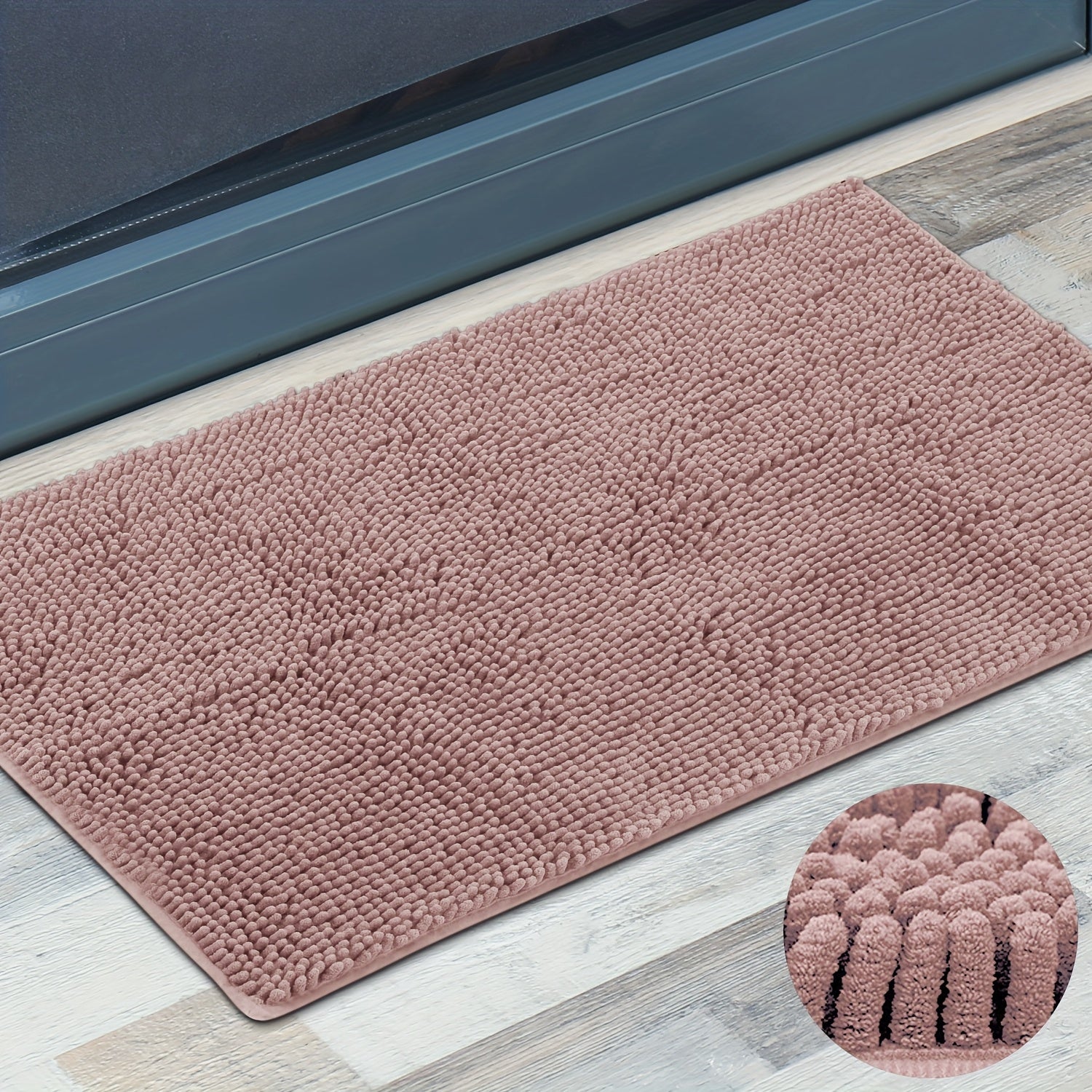 Chenille Doormat Absorbent Non-Slip Washable Indoor Outdoor Mat - Soft Shaggy Entryway Rug for Muddy Paws, Pets & Dogs | Machine Washable Front Door Mat in 18 Colors & 5 Sizes | Anti-Slip Rubber Backing