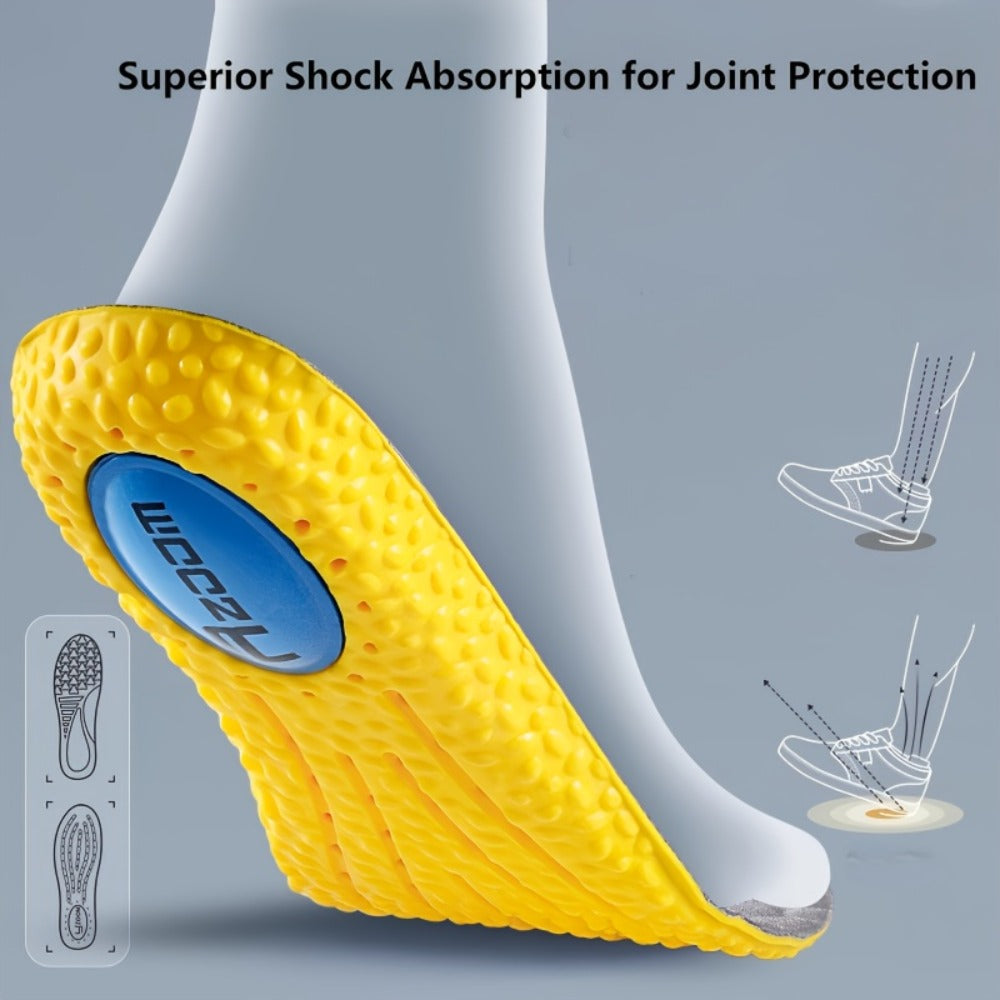 PU Insoles Shock Absorbing 2 Pairs - Full-Length Polyurethane Shoe Inserts with Arch Support, Breathable Moisture-Wicking Odor-Resistant, Knee Protection Heel Pad for Men & Women EU35-46